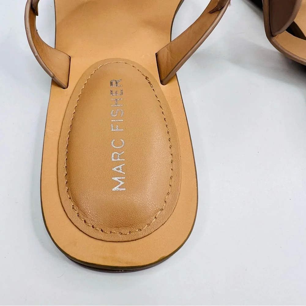 Marc Fisher Bodil Light Natural Tan Silver Studded Slide On Sandal Size …